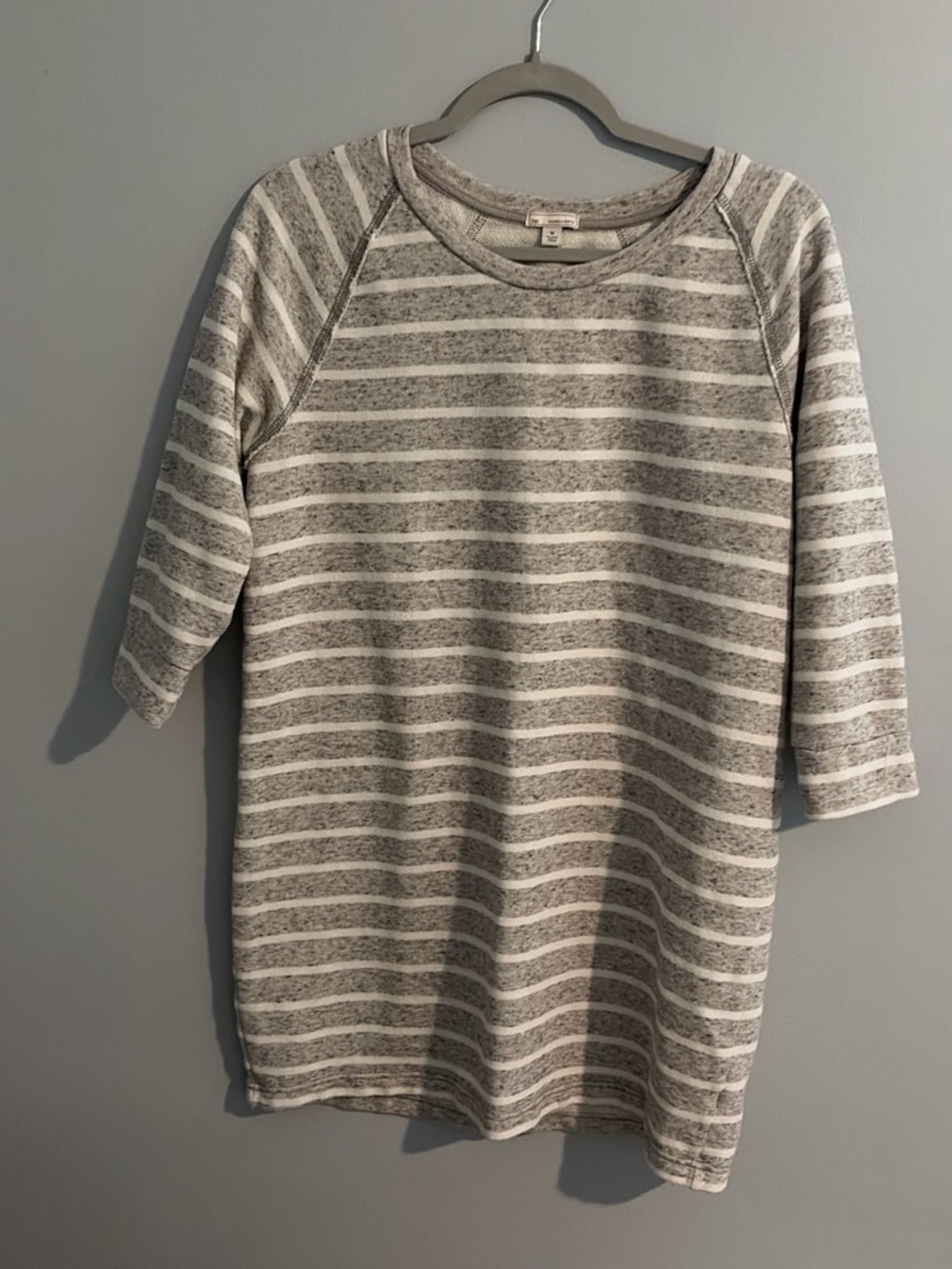 GAP Gray & White Striped Crewneck Sweater Dress